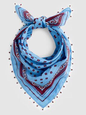 New Madewell Beaded Bandana In Cotton Retro Blue